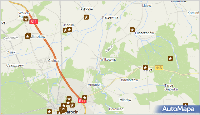mapa Wilkowyja gmina Jarocin, Wilkowyja gmina Jarocin na mapie Targeo