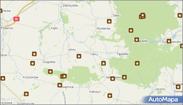 mapa Wiry gmina Marcinowice, Wiry gmina Marcinowice na mapie Targeo
