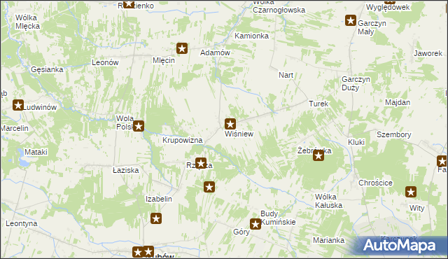mapa Wiśniew gmina Jakubów, Wiśniew gmina Jakubów na mapie Targeo