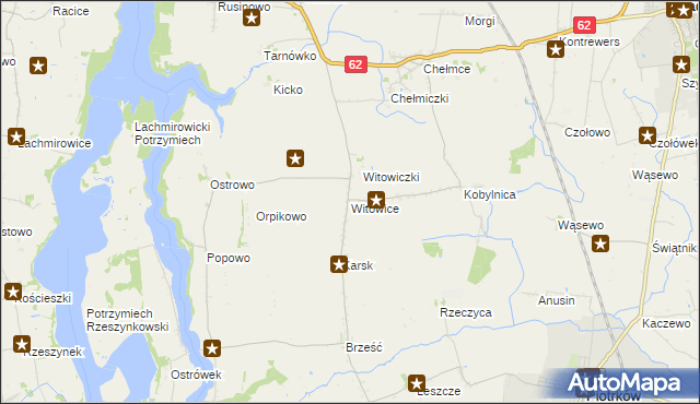 mapa Witowice gmina Kruszwica, Witowice gmina Kruszwica na mapie Targeo