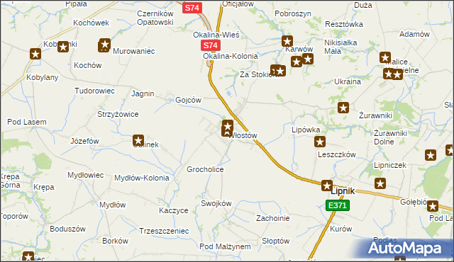 mapa Włostów gmina Lipnik, Włostów gmina Lipnik na mapie Targeo