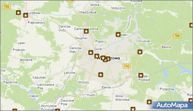 mapa Włoszczowa, Włoszczowa na mapie Targeo
