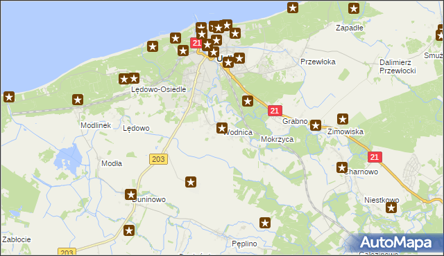 mapa Wodnica gmina Ustka, Wodnica gmina Ustka na mapie Targeo