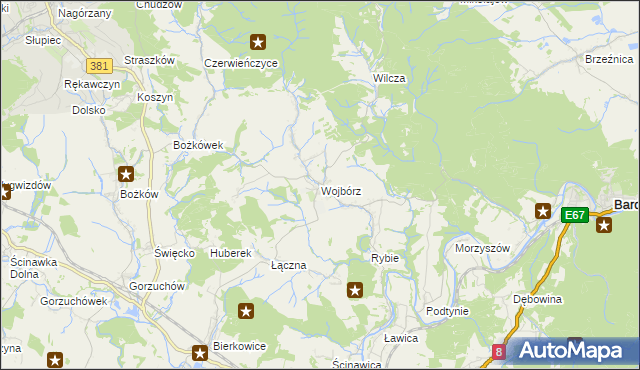 mapa Wojbórz, Wojbórz na mapie Targeo