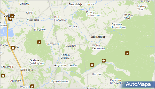 mapa Wojciechów gmina Jastrzębia, Wojciechów gmina Jastrzębia na mapie Targeo