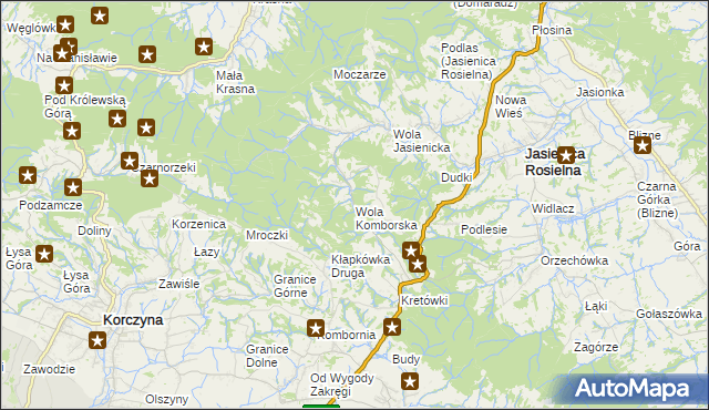 mapa Wola Komborska, Wola Komborska na mapie Targeo