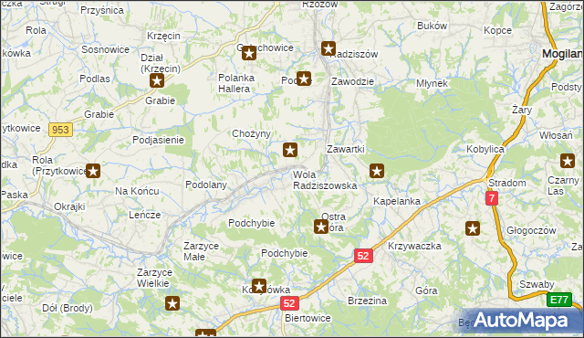 mapa Wola Radziszowska, Wola Radziszowska na mapie Targeo