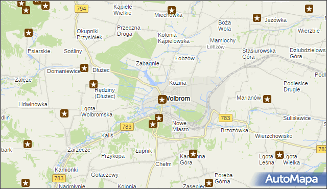 mapa Wolbrom, Wolbrom na mapie Targeo