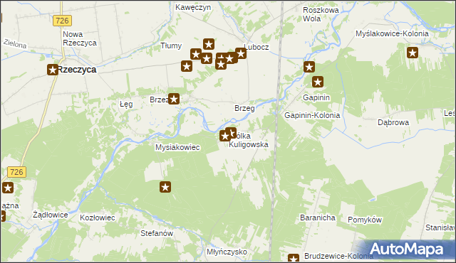 mapa Wólka Kuligowska, Wólka Kuligowska na mapie Targeo