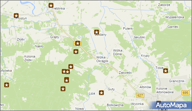 mapa Wólka Okrąglik, Wólka Okrąglik na mapie Targeo