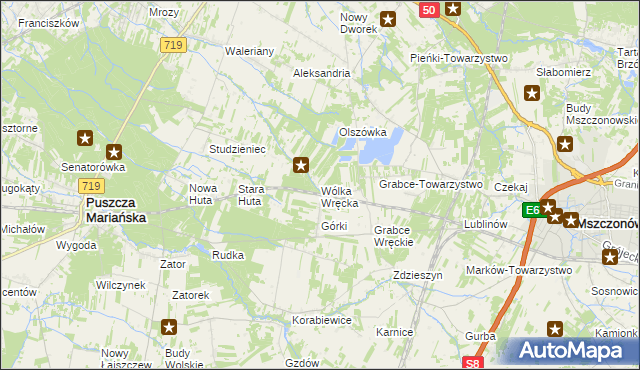 mapa Wólka Wręcka, Wólka Wręcka na mapie Targeo
