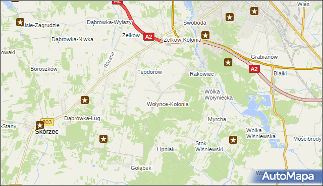 mapa Wołyńce gmina Siedlce, Wołyńce gmina Siedlce na mapie Targeo