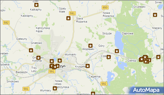 mapa Wopławki, Wopławki na mapie Targeo