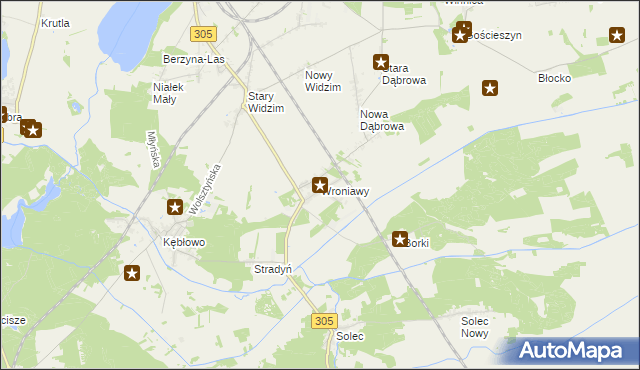 mapa Wroniawy gmina Wolsztyn, Wroniawy gmina Wolsztyn na mapie Targeo