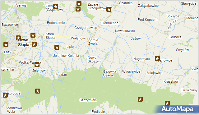 mapa Wronów gmina Waśniów, Wronów gmina Waśniów na mapie Targeo