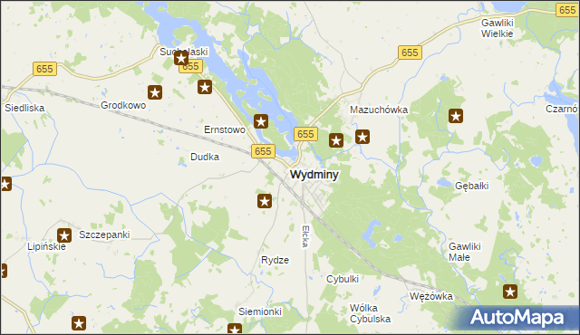 mapa Wydminy, Wydminy na mapie Targeo