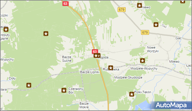 mapa Wygoda gmina Łomża, Wygoda gmina Łomża na mapie Targeo