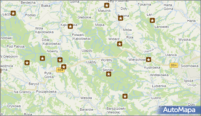 mapa Wyręby gmina Dynów, Wyręby gmina Dynów na mapie Targeo