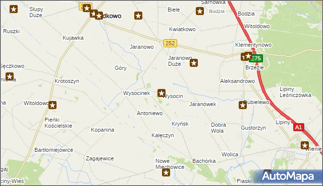 mapa Wysocin gmina Bądkowo, Wysocin gmina Bądkowo na mapie Targeo