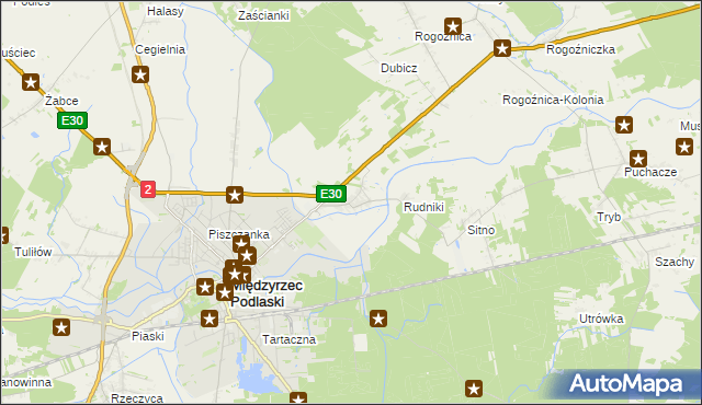 mapa Wysokie gmina Międzyrzec Podlaski, Wysokie gmina Międzyrzec Podlaski na mapie Targeo