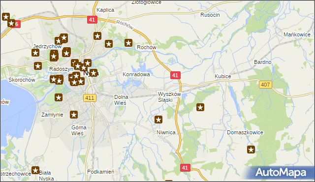 mapa Wyszków Śląski, Wyszków Śląski na mapie Targeo