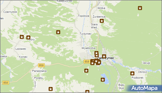 mapa Wywłoczka, Wywłoczka na mapie Targeo