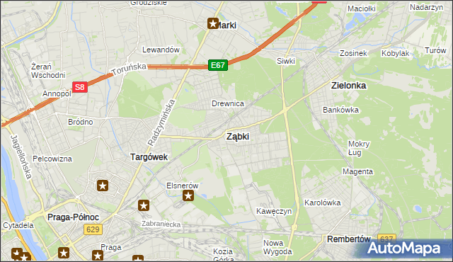 mapa Ząbki powiat wołomiński, Ząbki powiat wołomiński na mapie Targeo