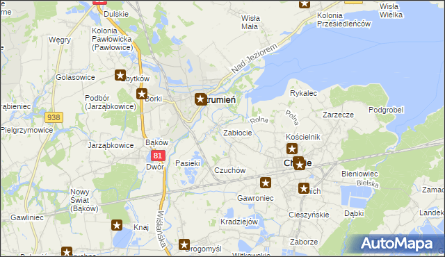 mapa Zabłocie gmina Strumień, Zabłocie gmina Strumień na mapie Targeo