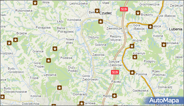 mapa Zaborów gmina Czudec, Zaborów gmina Czudec na mapie Targeo