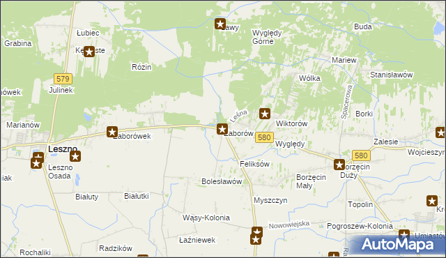 mapa Zaborów gmina Leszno, Zaborów gmina Leszno na mapie Targeo