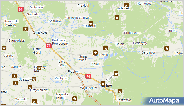 mapa Zaborowice gmina Mniów, Zaborowice gmina Mniów na mapie Targeo
