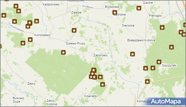 mapa Zaborowo gmina Grajewo, Zaborowo gmina Grajewo na mapie Targeo