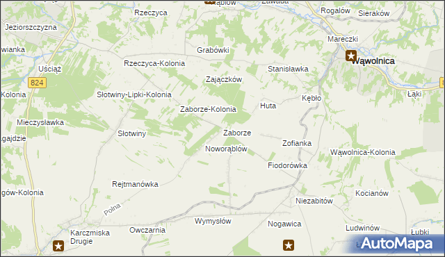 mapa Zaborze gmina Karczmiska, Zaborze gmina Karczmiska na mapie Targeo