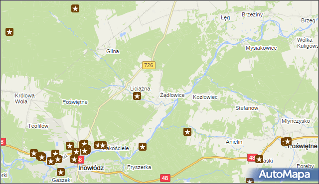 mapa Żądłowice, Żądłowice na mapie Targeo