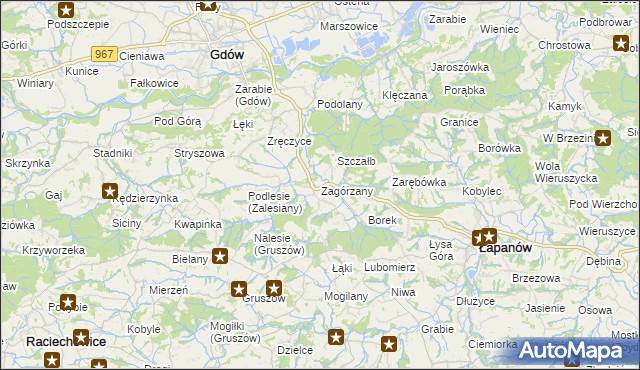 mapa Zagórzany gmina Gdów, Zagórzany gmina Gdów na mapie Targeo