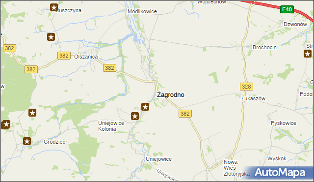 mapa Zagrodno powiat złotoryjski, Zagrodno powiat złotoryjski na mapie Targeo