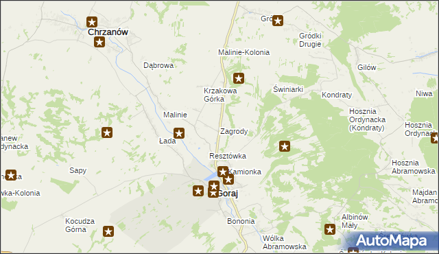 mapa Zagrody gmina Goraj, Zagrody gmina Goraj na mapie Targeo