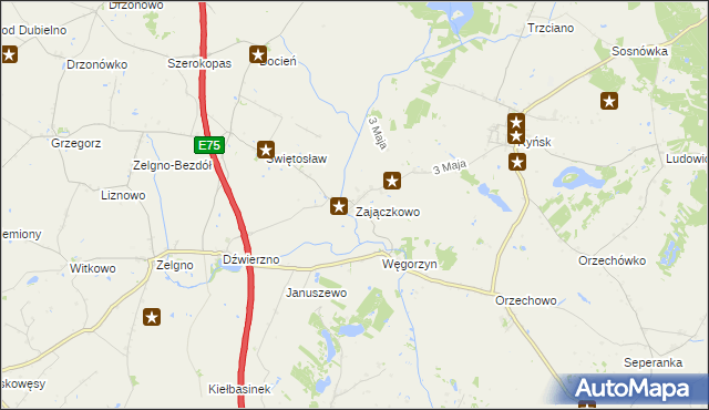 mapa Zajączkowo gmina Chełmża, Zajączkowo gmina Chełmża na mapie Targeo