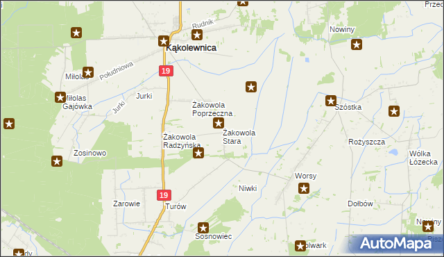 mapa Żakowola Stara, Żakowola Stara na mapie Targeo