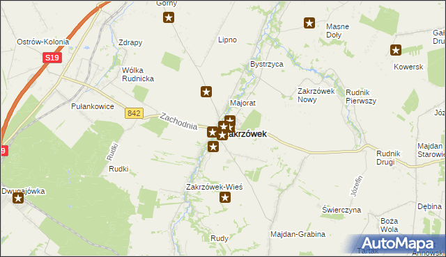 mapa Zakrzówek powiat kraśnicki, Zakrzówek powiat kraśnicki na mapie Targeo