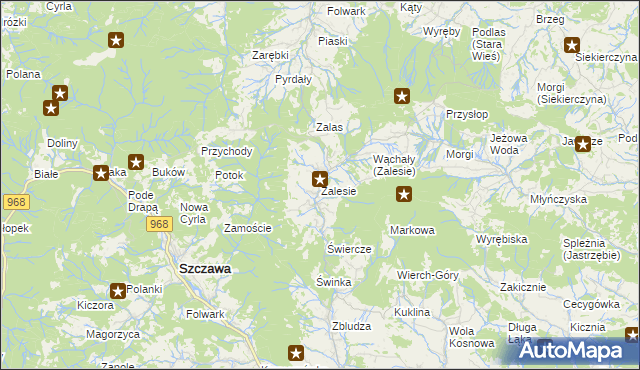 mapa Zalesie gmina Kamienica, Zalesie gmina Kamienica na mapie Targeo