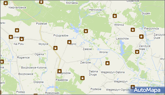 mapa Zalesie gmina Oksa, Zalesie gmina Oksa na mapie Targeo