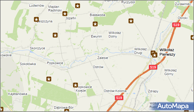 mapa Zalesie gmina Wilkołaz, Zalesie gmina Wilkołaz na mapie Targeo