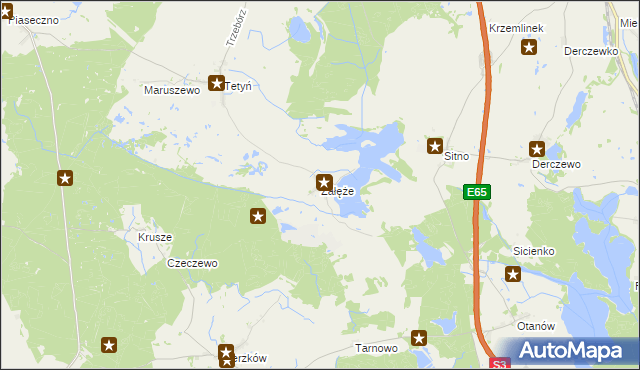 mapa Załęże gmina Kozielice, Załęże gmina Kozielice na mapie Targeo