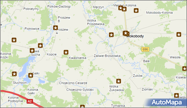 mapa Zaliwie-Brzozówka, Zaliwie-Brzozówka na mapie Targeo