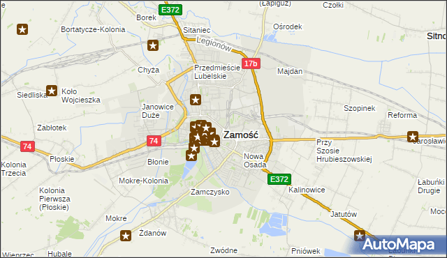 mapa Zamościa, Zamość na mapie Targeo