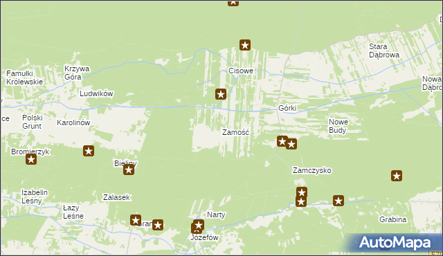 mapa Zamość gmina Leoncin, Zamość gmina Leoncin na mapie Targeo