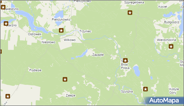 mapa Zapadłe gmina Koczała, Zapadłe gmina Koczała na mapie Targeo