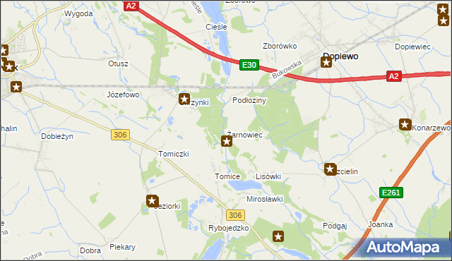 mapa Żarnowiec gmina Dopiewo, Żarnowiec gmina Dopiewo na mapie Targeo