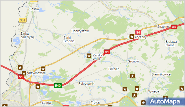 mapa Żarska Wieś, Żarska Wieś na mapie Targeo